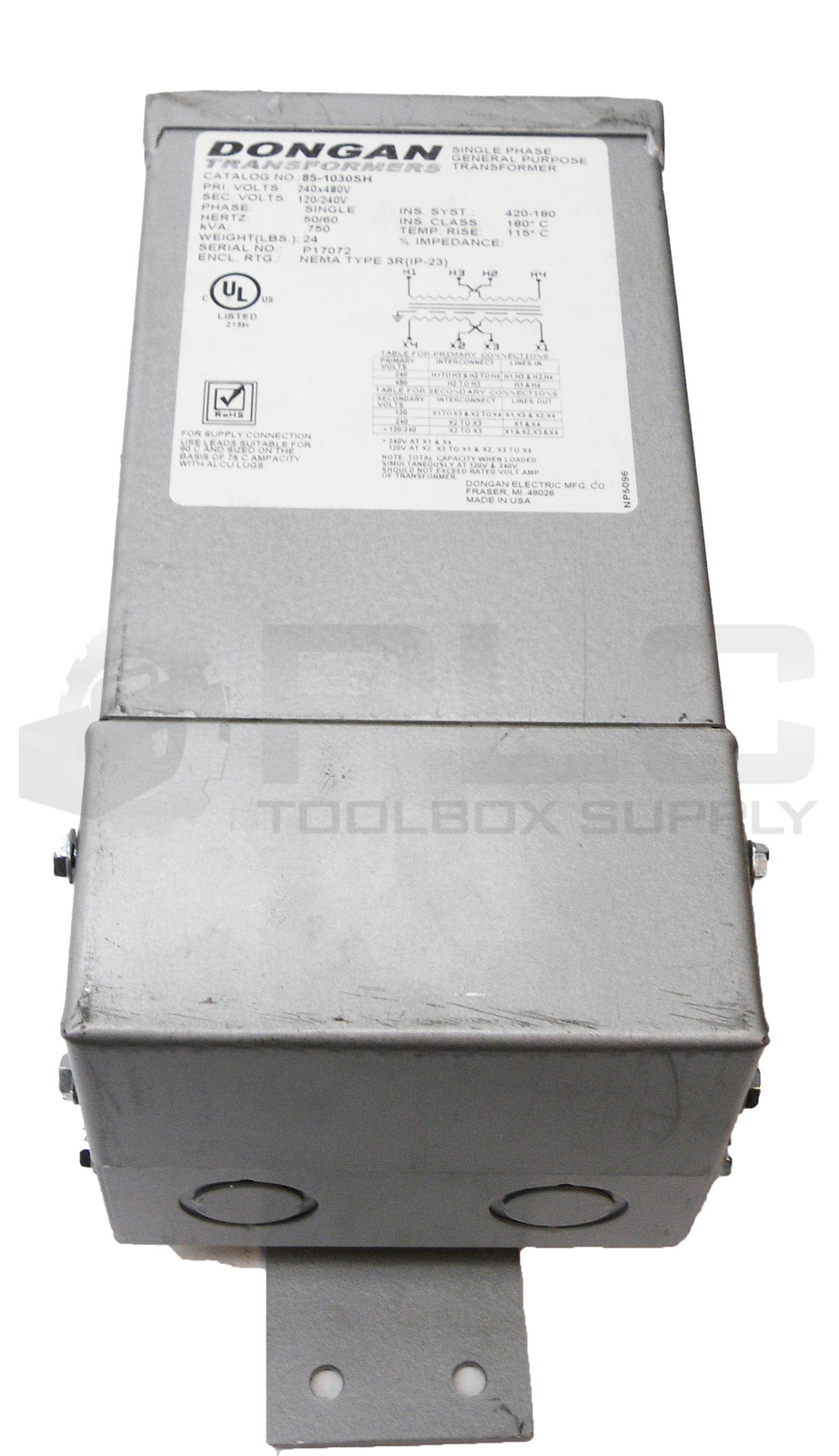 NEW DONGAN 85-1030SH GENERAL PURPOSE TRANSFORMER 240-480V 1PH 50/60HZ