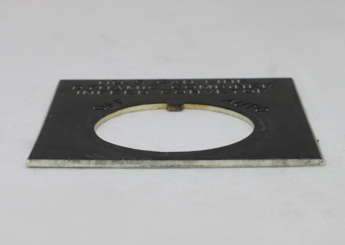 Square “No 5 Can Line Dynamic Combiner Infeed Conveyor -Off – Auto” Legend Plate