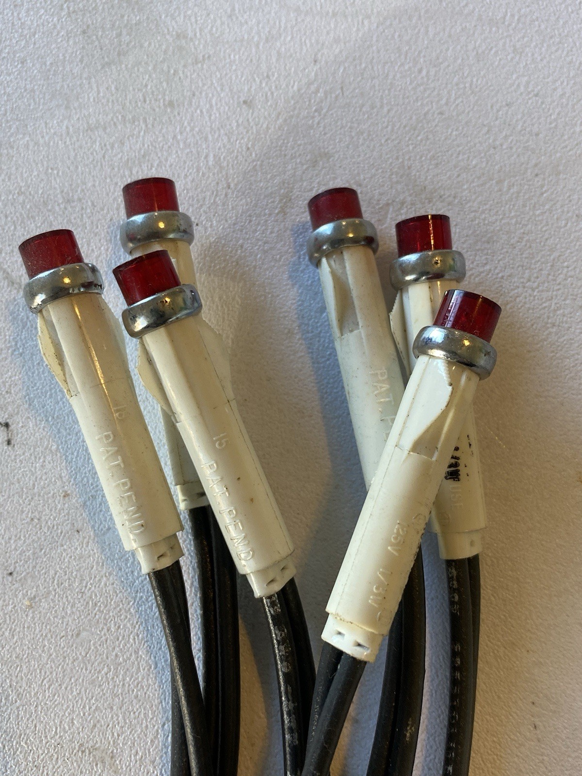 Lot Of 6 Neon Red Flat Top Indicator Snap In Light, 250V,