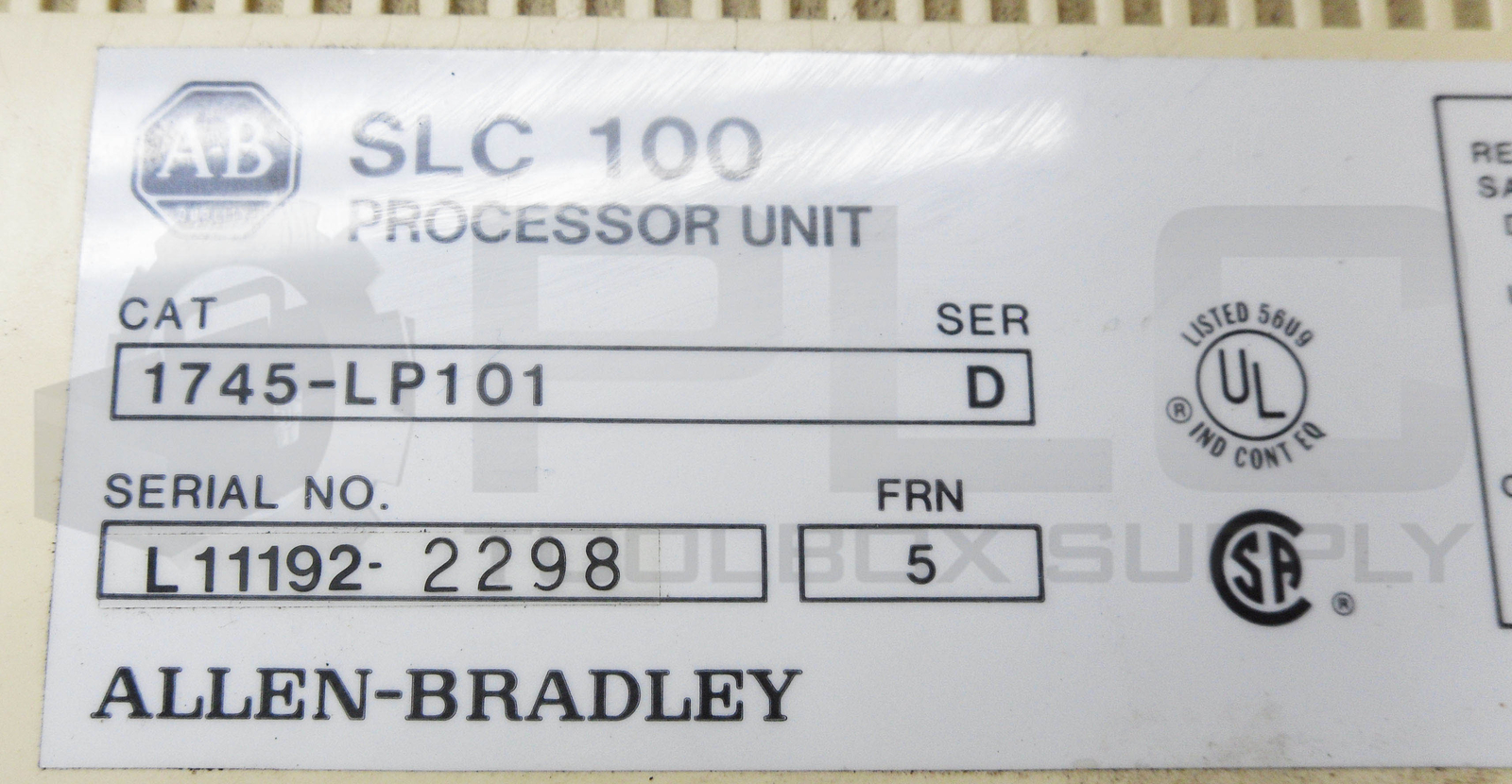ALLEN BRADLEY 1745-LP101 /D SLC 100 PROCESSOR UNIT 120-240VAC 50/60HZ 10-125VDC