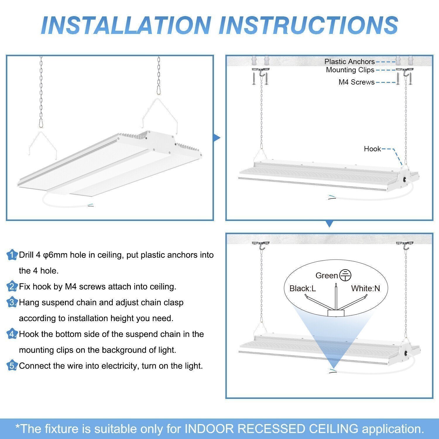 Led Linear High Bay Light 300W 45,000LM 5000K Daylight Warehouse Led Sop Lights