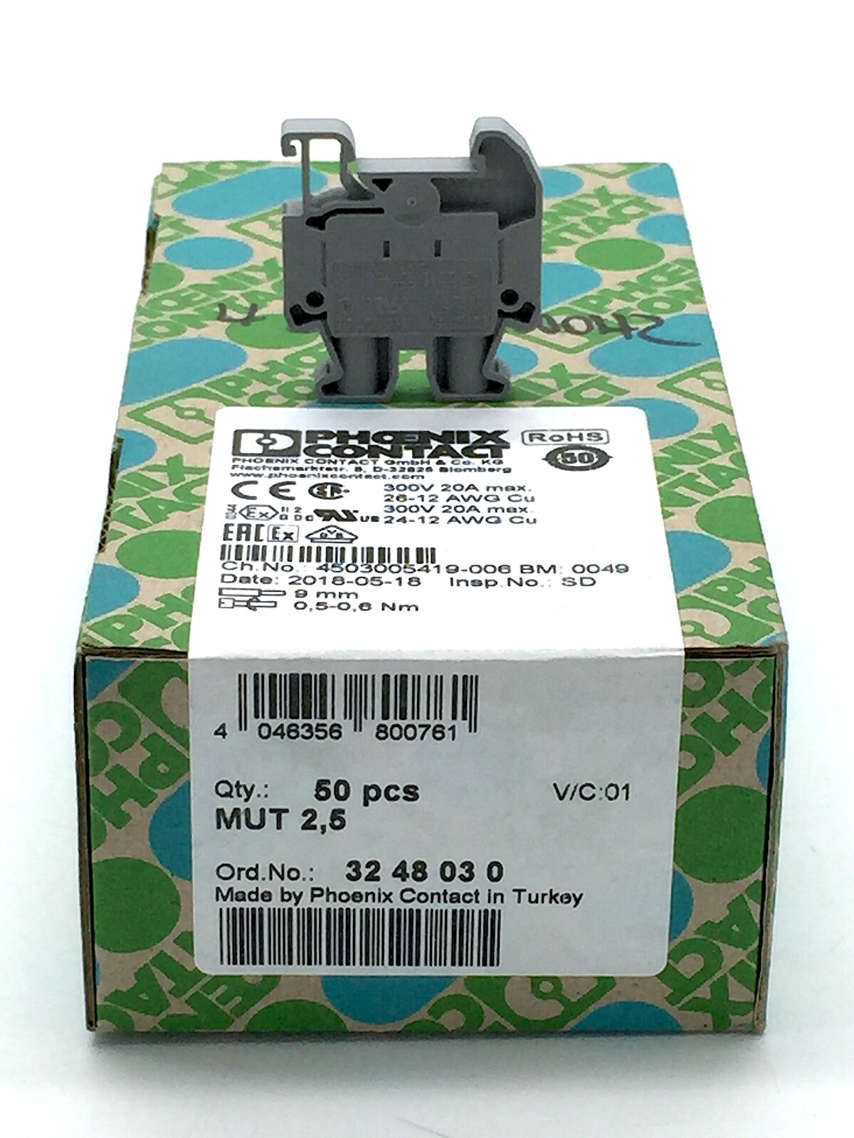 Phoenix Contact 3248030 Terminal Block MUT 2,5 Mini Feed x 24 pcs