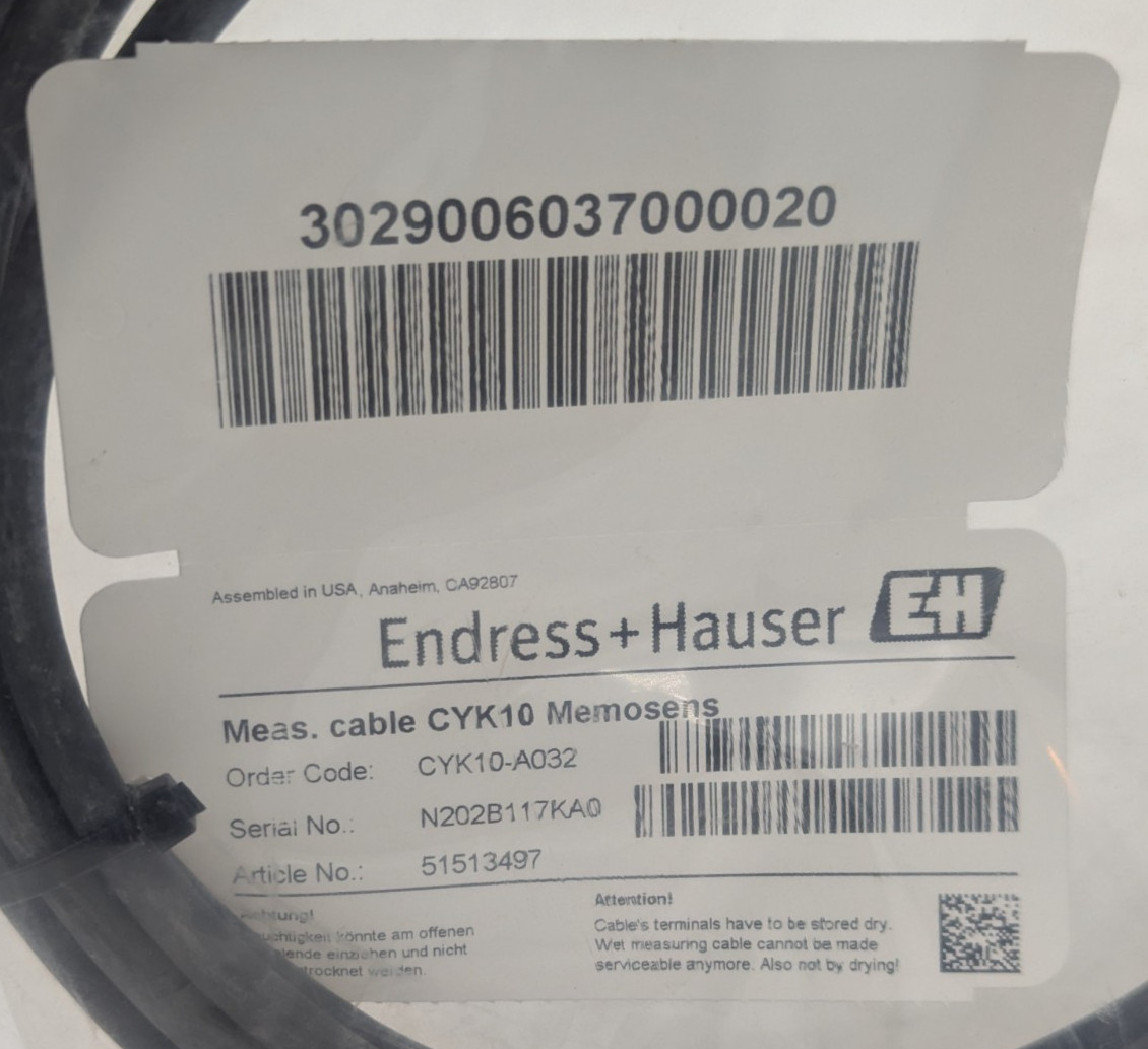 Endress+Hauser CYK10-A032 Digital Measuring Cable, 3 Meter, M12 Plug, Memosens