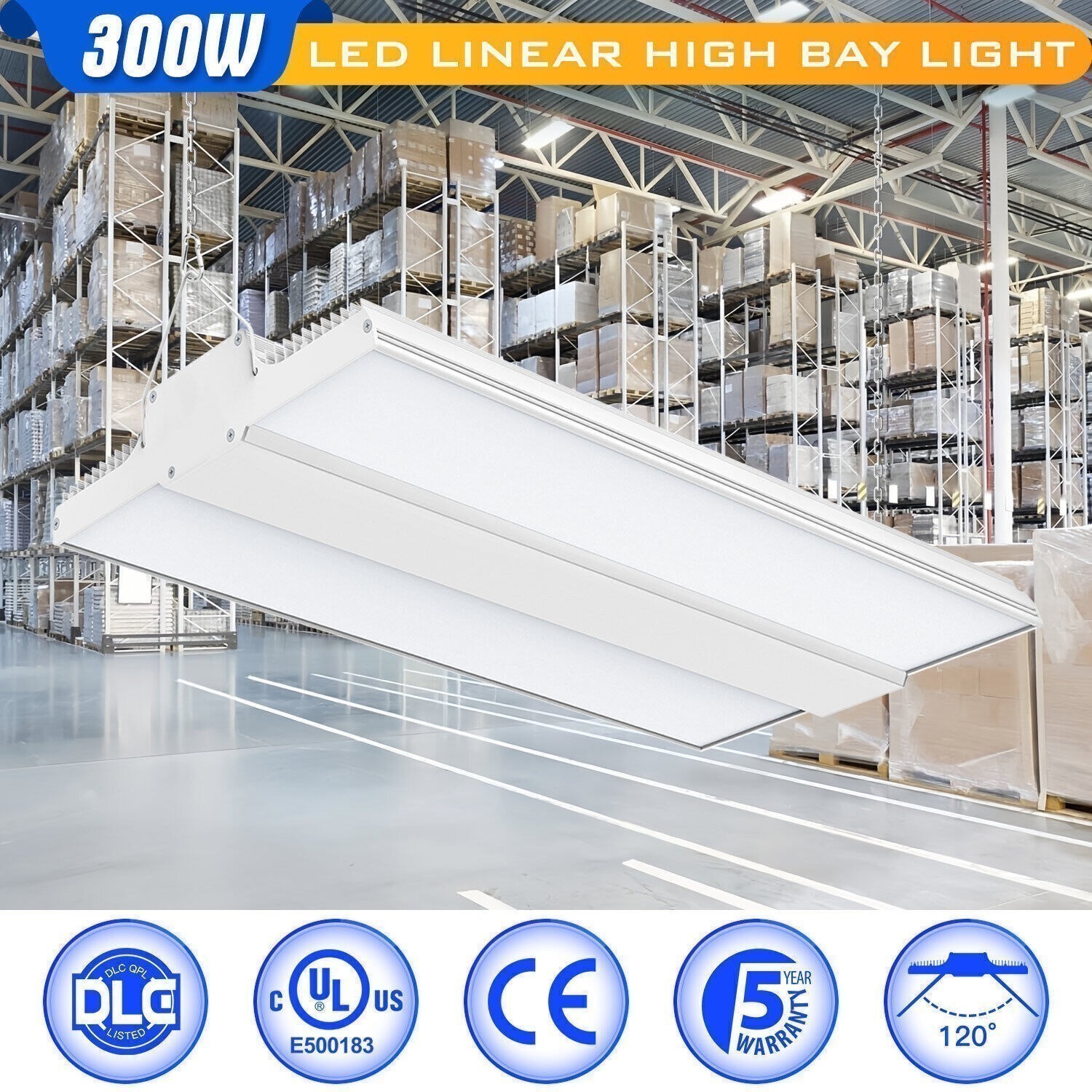 Led Linear High Bay Light 300W 45,000LM 5000K Daylight Warehouse Led Sop Lights