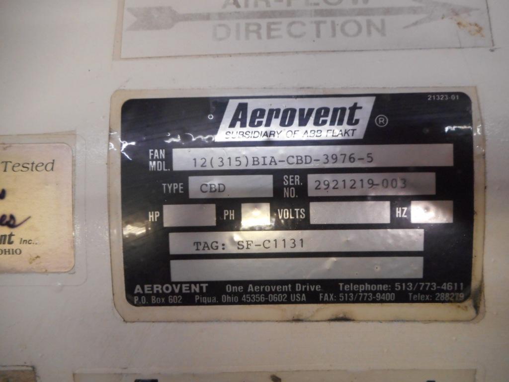 AEROVENT, CENTAXIAL FAN, 12(315)BIA-CBD-3976-5, 3 HP, SIZE 12, TYPE: CBD