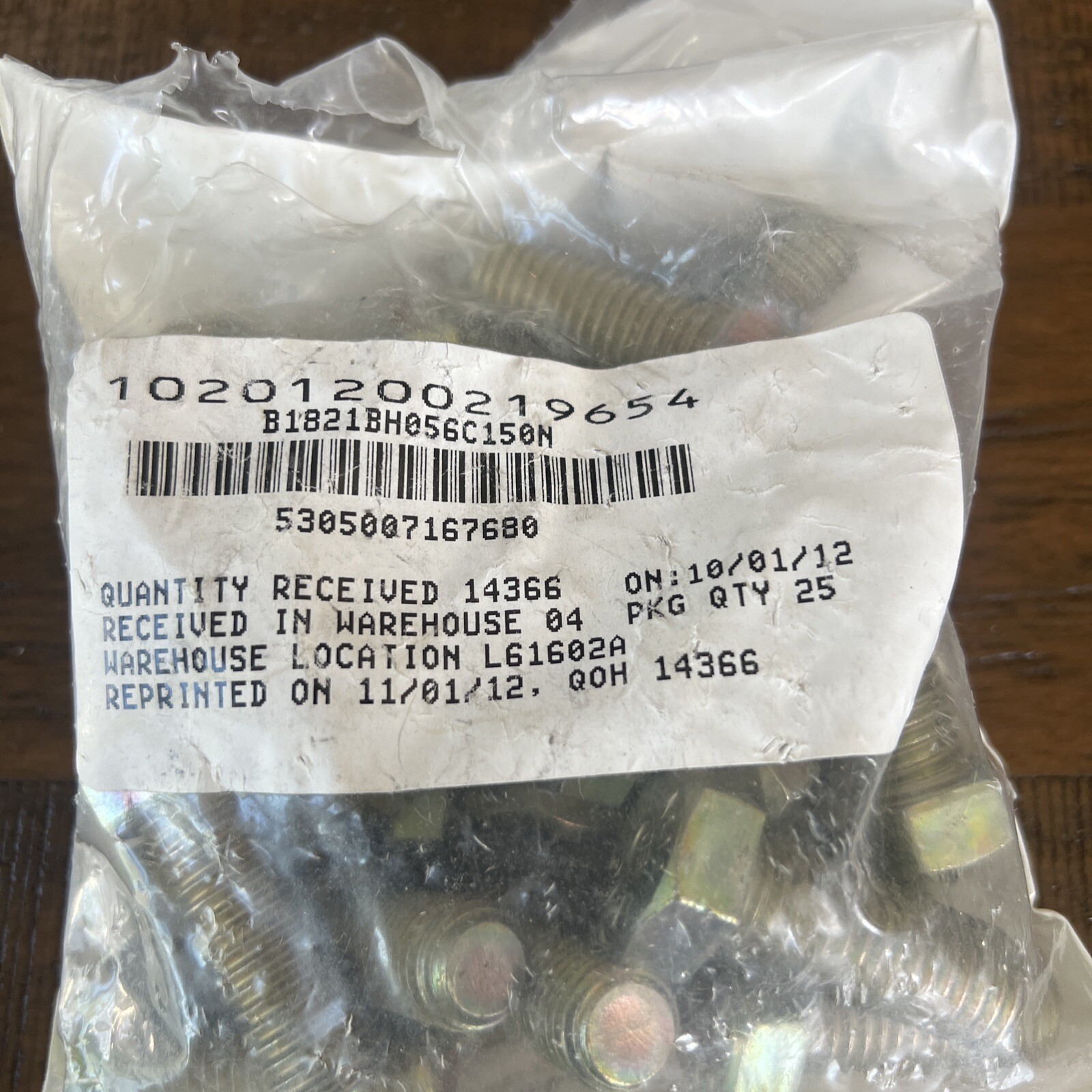 25 Pack SCREW HEX HEAD 9/16-12 X 1.50 B1821BH056C150N