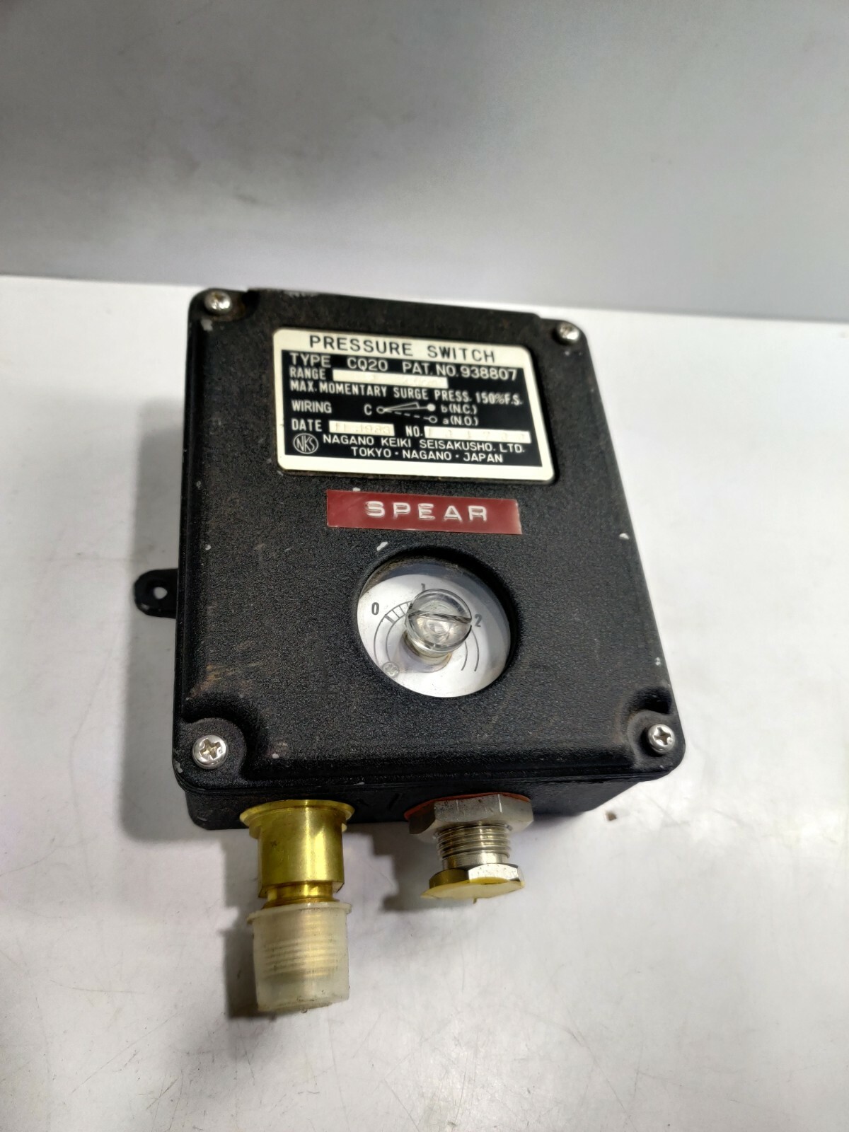 Pressure Switch NAGANO Keiki Seisakusho Ltd. CQ20 – Pat No.938807 – 2 Kg/cm2