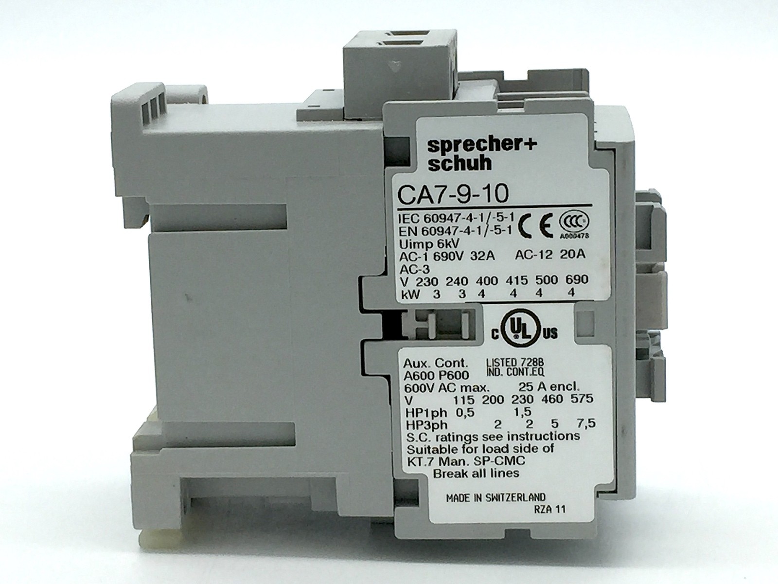 Sprecher + Schuh CA7-9-10 Contactor 3P 24V AC Coil 50/60Hz CA7-9-10-24Z