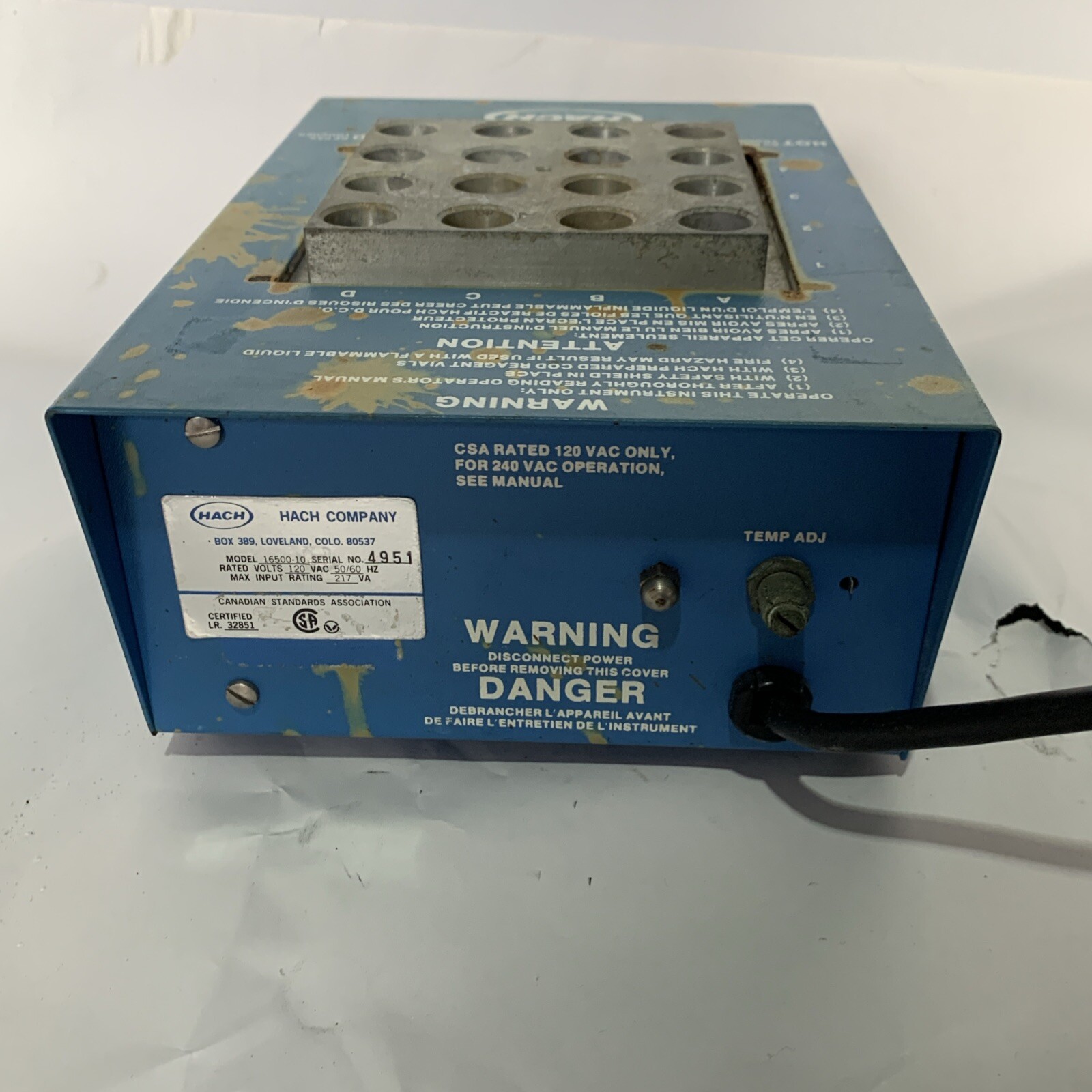 HACH Cod Reactor 16500-10 120 VAC 50/60Hz A6311WVS