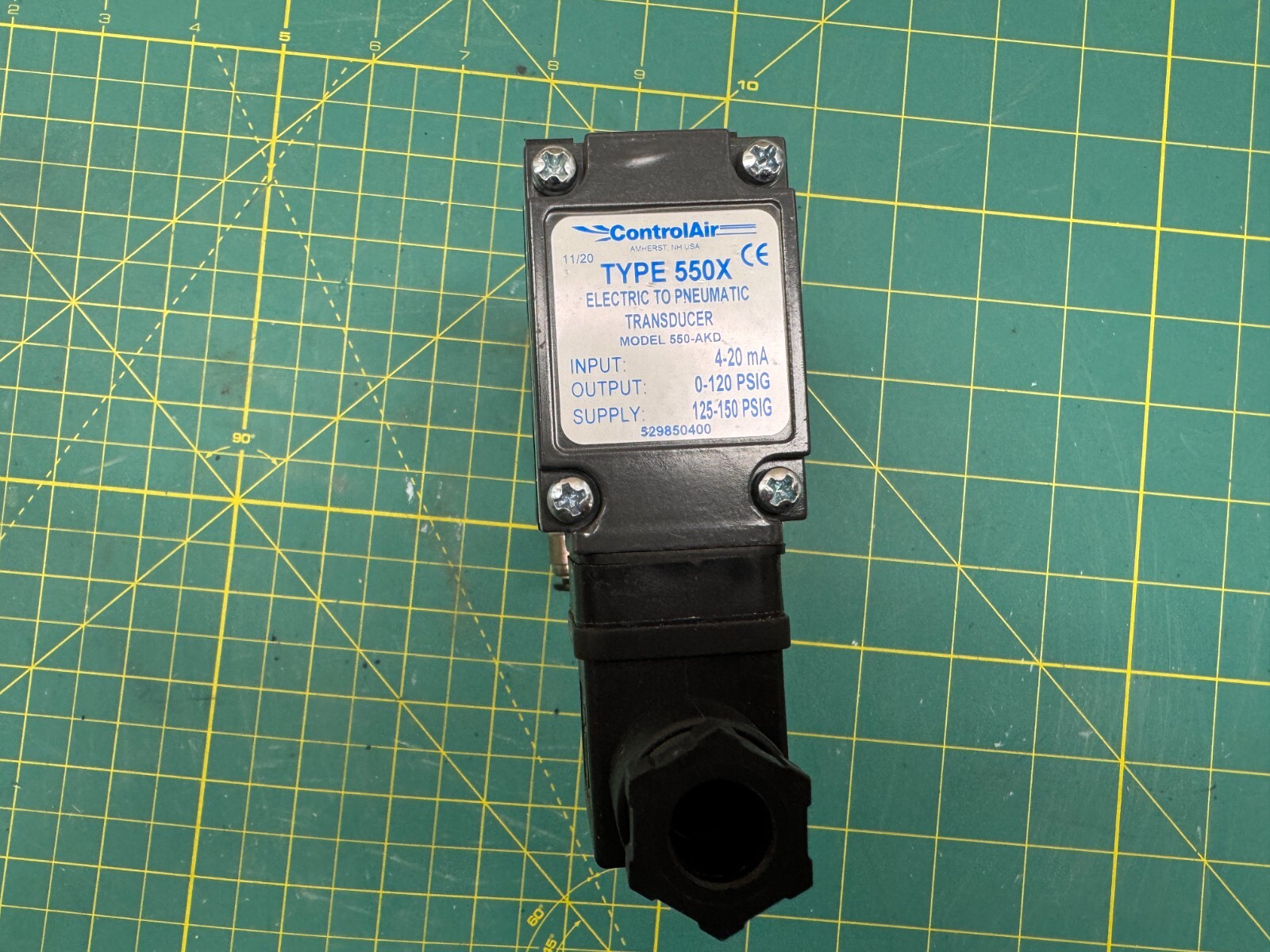 CONTROLAIR 550X 550-AKD 4-20mA 0-120 PSIg electric to pneumatic transducer -USED