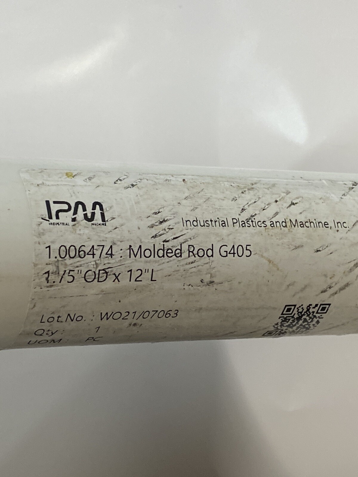 IPM G405 25% Glass Fiber Molded Round Rod 1.75″ OD X 12″ L