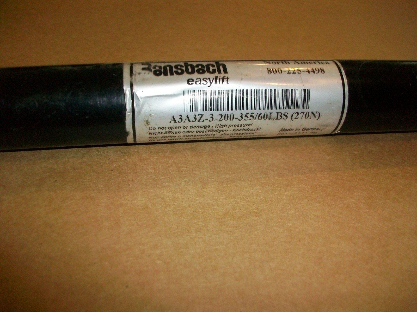 Bansbach Easylift Actuator A3A3Z-3-200-355 60LB NEW