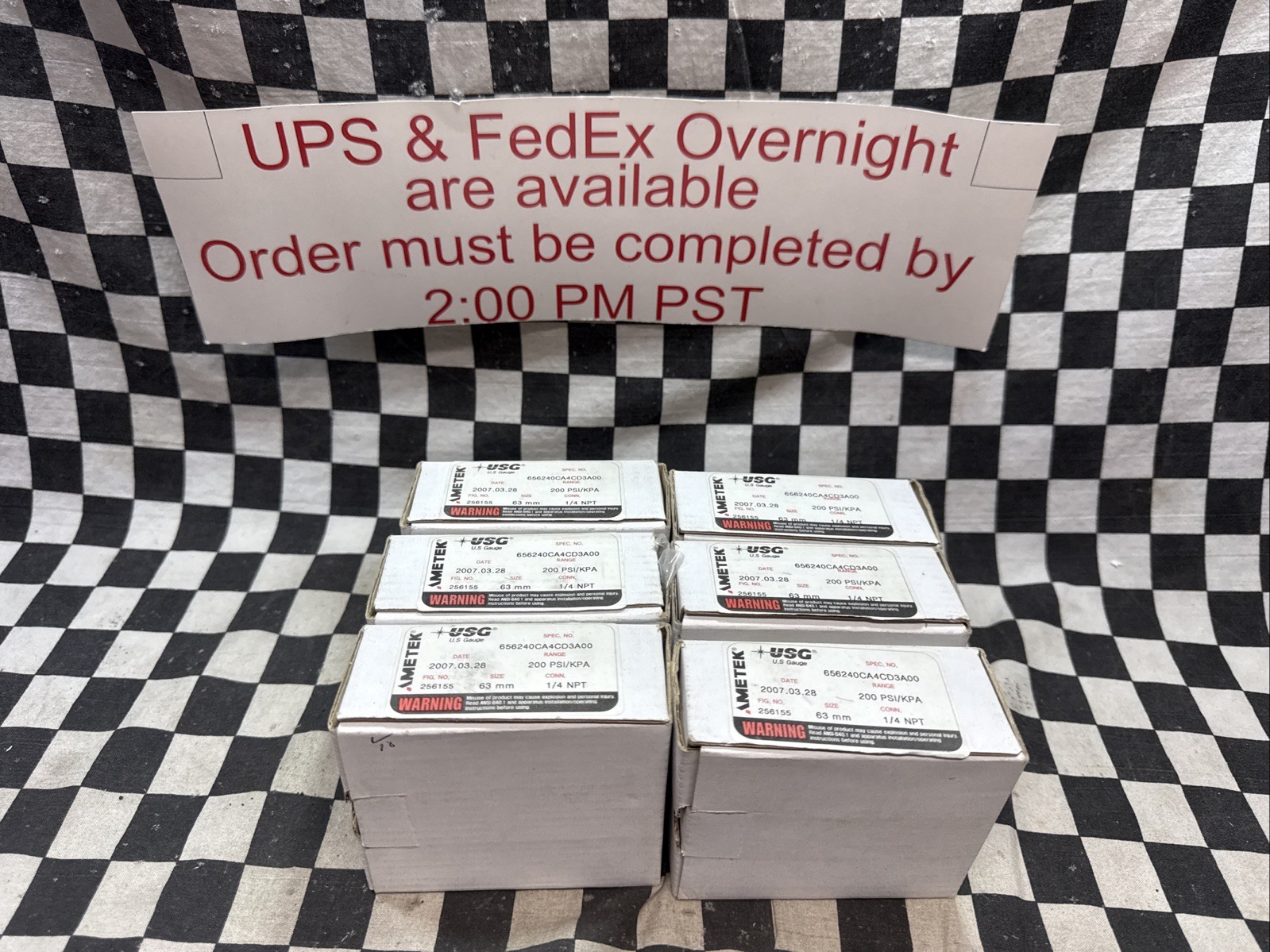 LOT OF 6, AMETEK USG GAUGE 256155, 200 PSI/KPA, 1/4″ NPT, SST, 656240CA4CD3A00