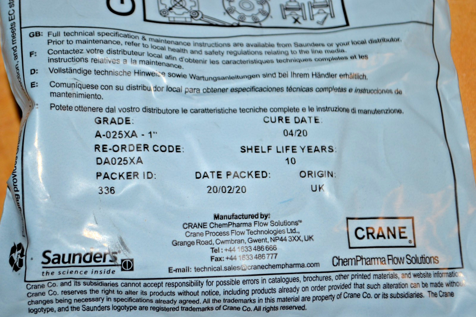 SAUNDERS REPLACEMENT DIAPHRAGM ~ A-025XA-1 ~ NSMP 1″ ~ (DA025XA) ~ NEW