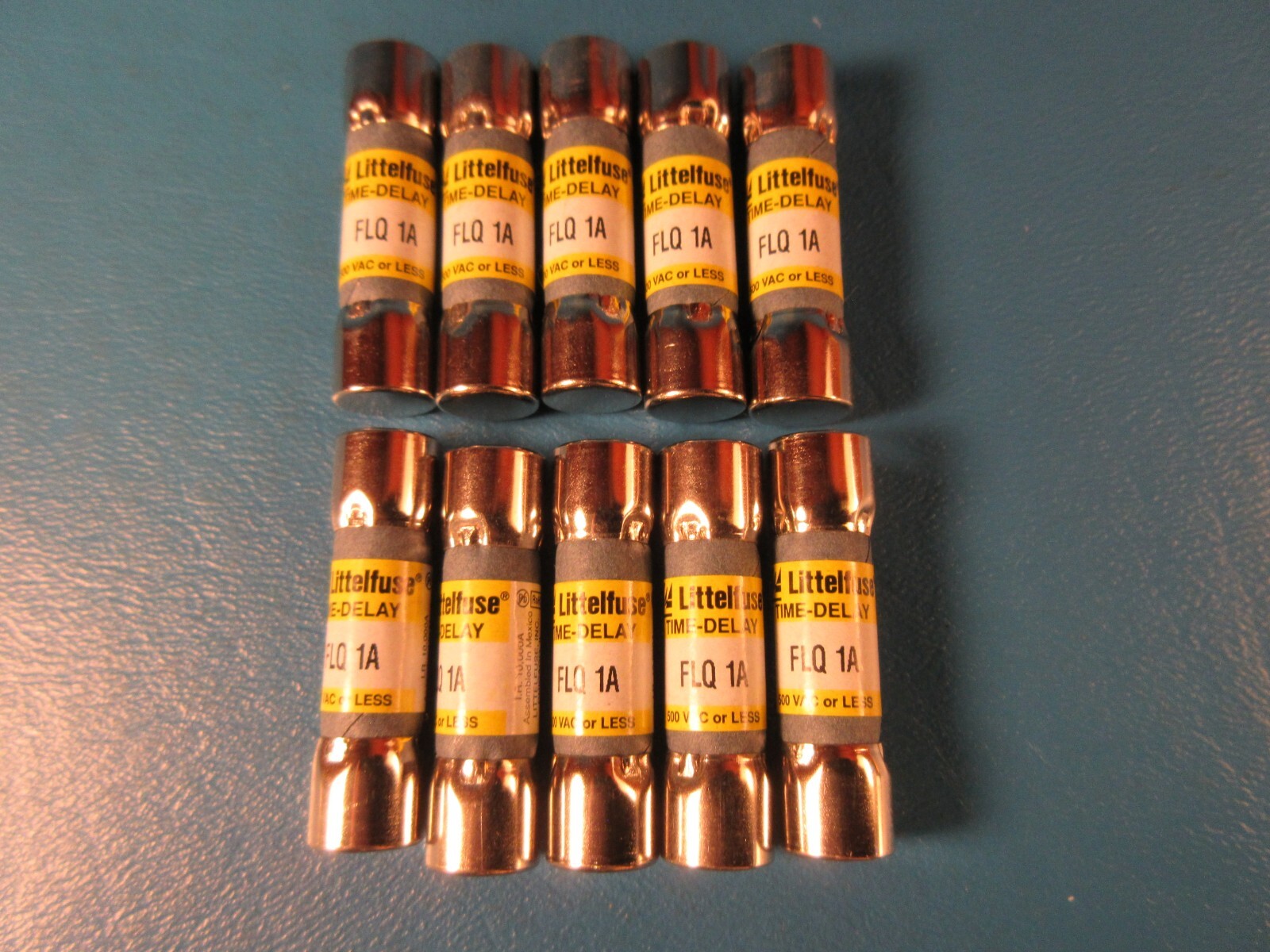 LOT OF 10 LITTELFUSE FLQ 1A, FUSES, 500VAC, 1 AMP
