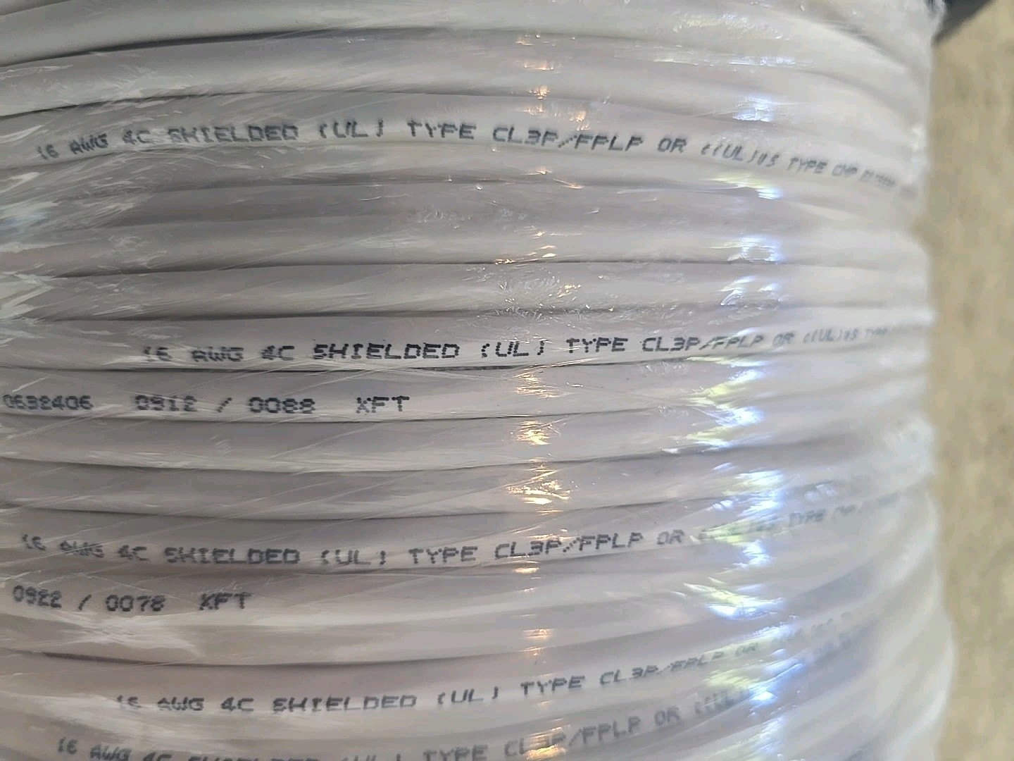50ft 16/4 Shielded Stranded Fire Alarm Cable 16Awg 4C CL3P FPLP Wire E179335