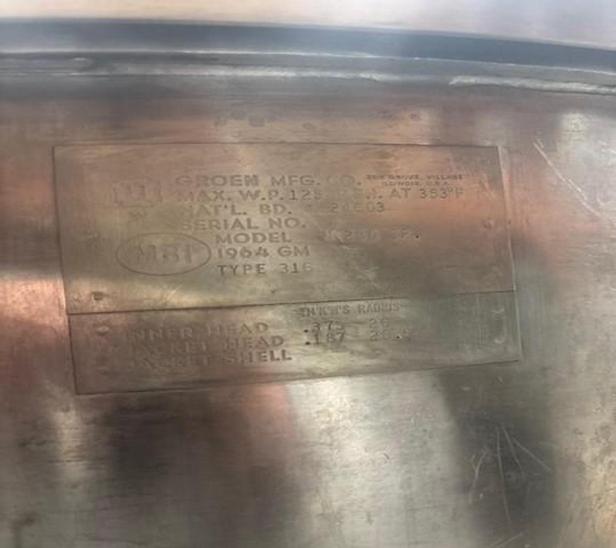 Groen N250 SP Jacketed Stainless Steel Kettle W/ Agitator