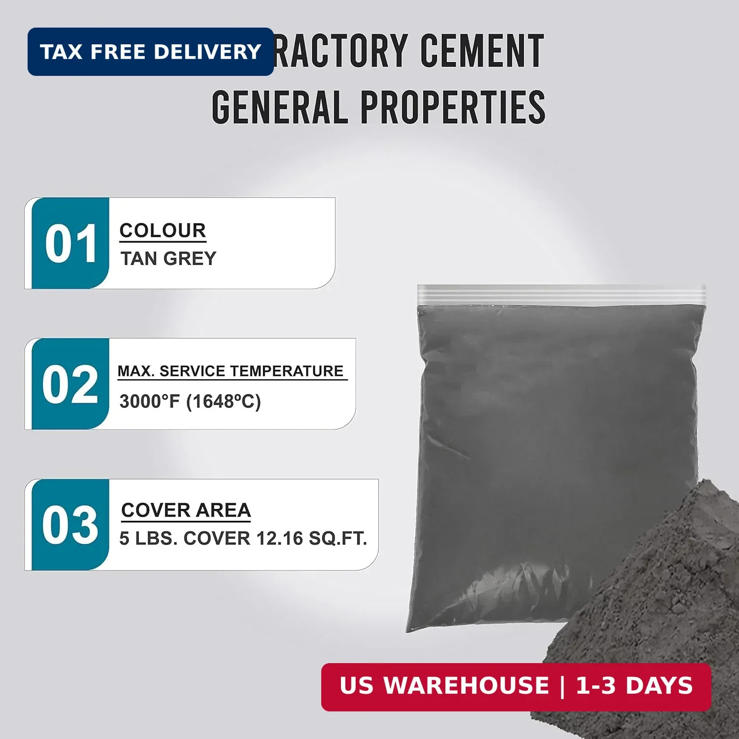 SIMOND STORE Refractory Cement 5 Pound – High Temperature (3000F) Rated – Refrac