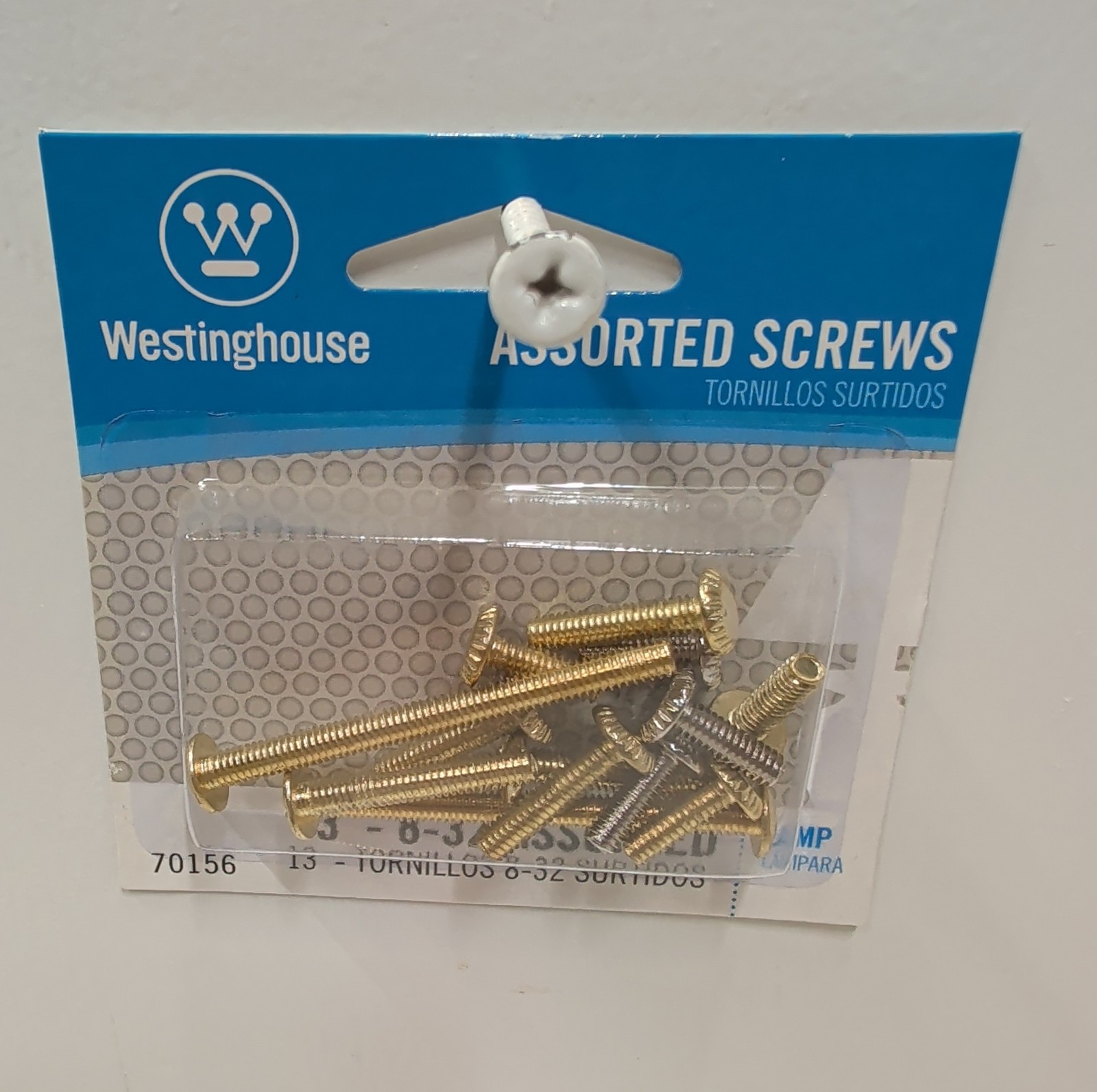 Westinghouse 70156 Assorted Lamp Screws Set 13 Pieces 8‑32 Thread Brass New