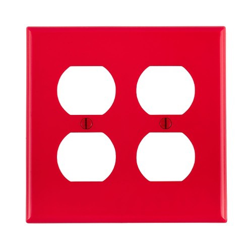 Leviton 80716-R 2 Gang Duplex Receptacle Wallplate, Red