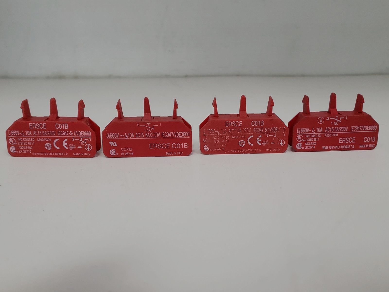 ERSCE C01B CONTACT BLOCK RED 1NC 230V (LOT OF 4)