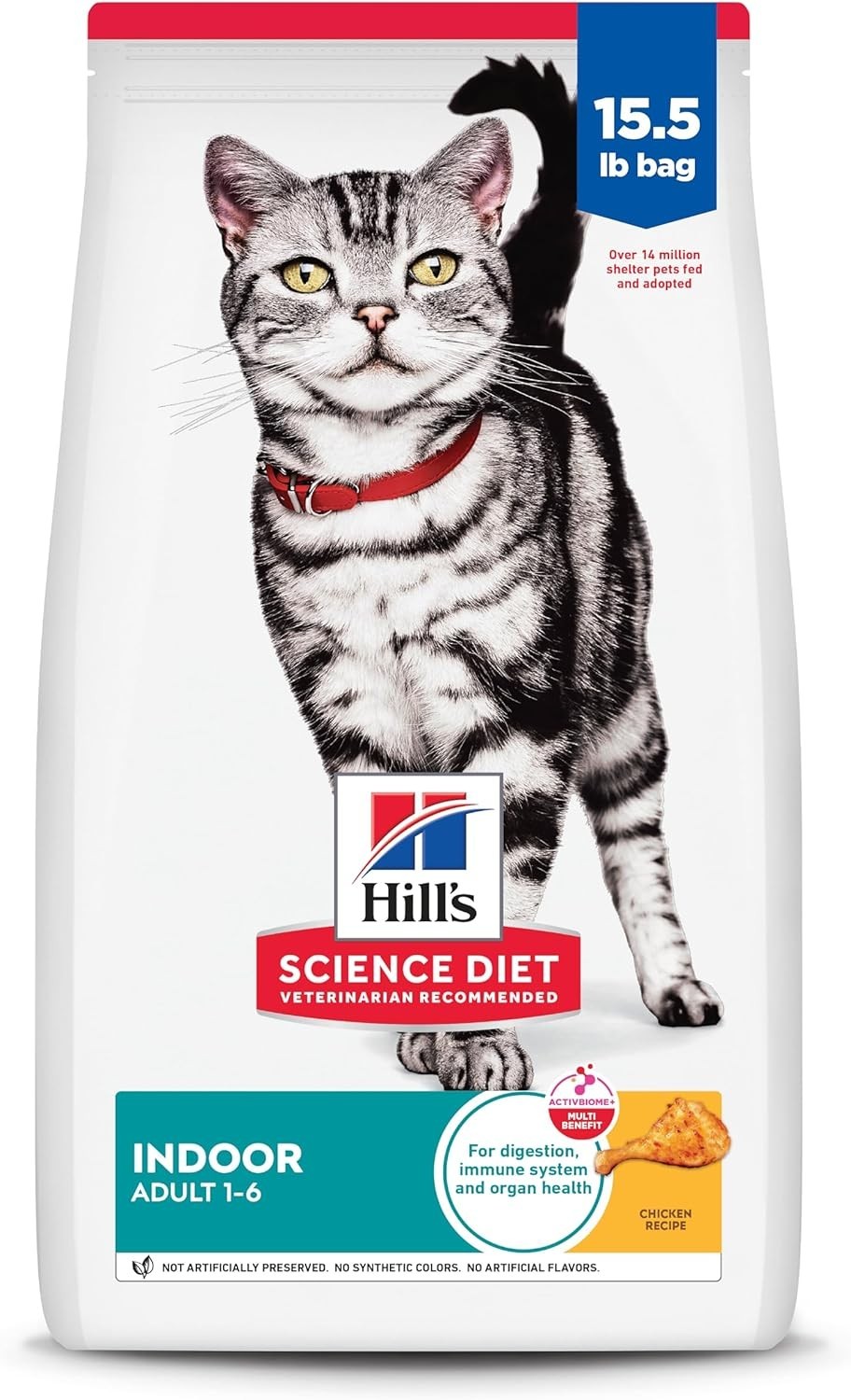 Hill’s Science Diet Adult 1-6 Indoor Dry Cat Food, Chicken, 15.5 lb. Bag