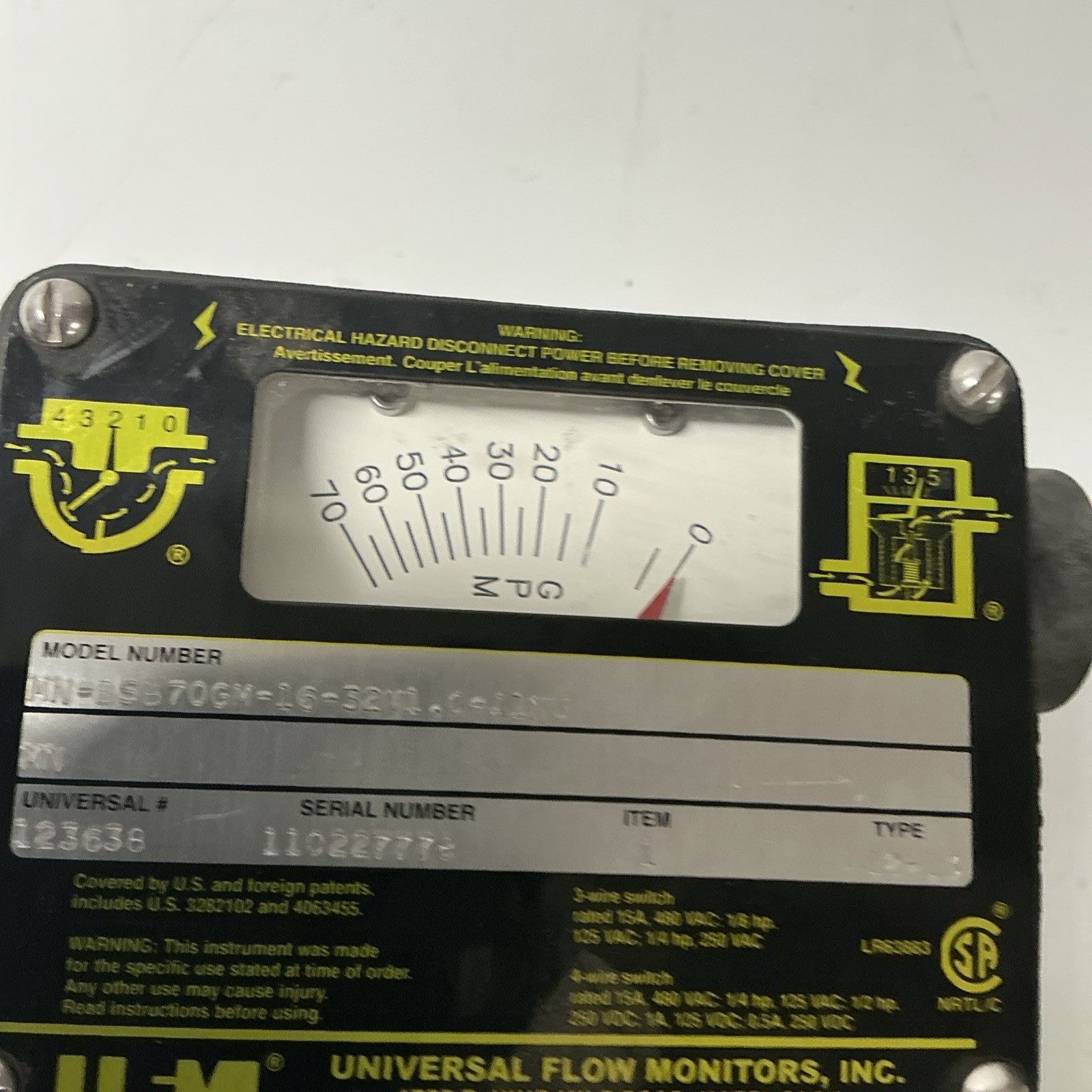 Universal Flow Monitors MN-BSB70GM-16-32V1.0-A1NU Flow Switch Monitor V-784S