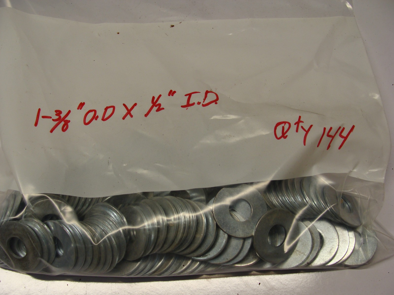 144 FLAT STEEL WASHERS 1/2″ I.D. X 1-3/8″ O.D. “LOT OF 144”