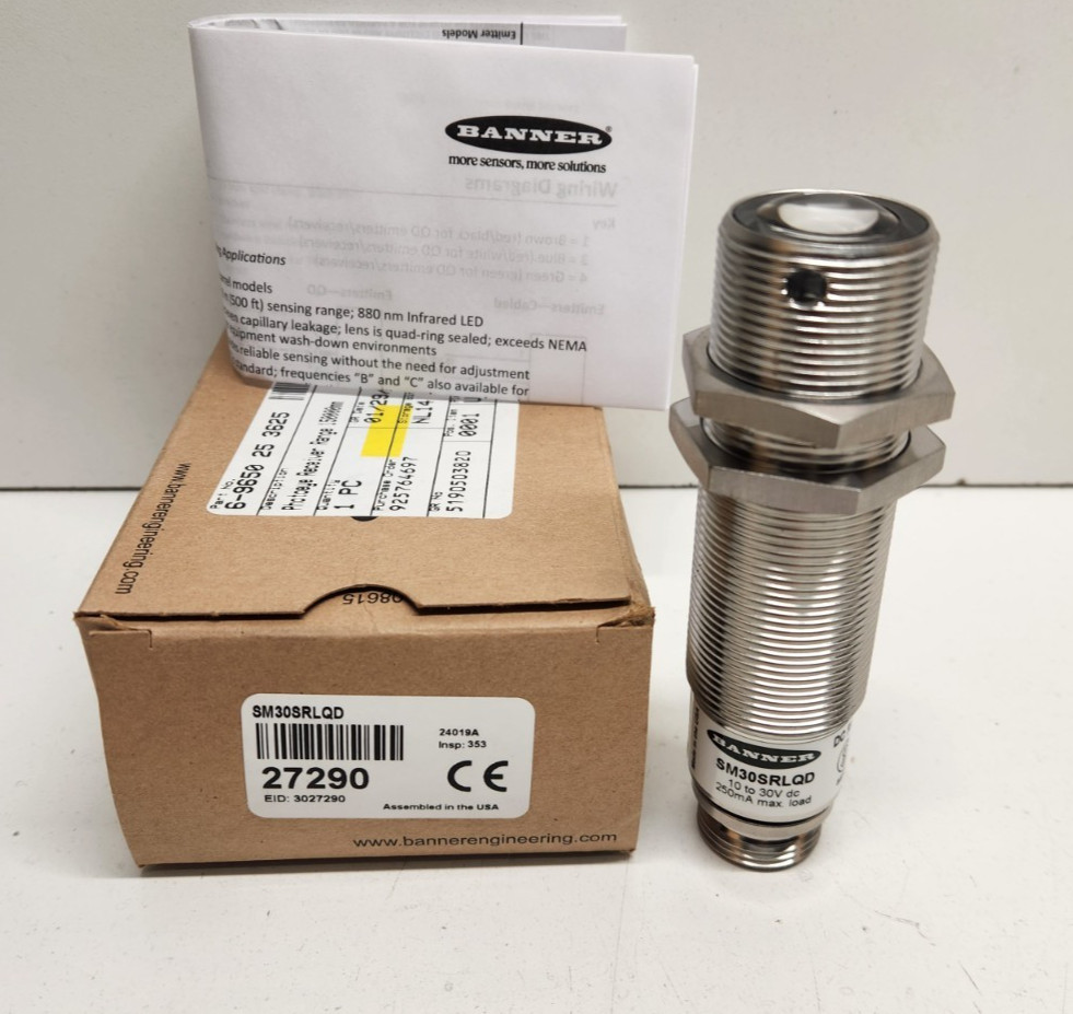 NEW IN BOX! BANNER 30V PHOTOELECTRIC SENSOR/RECEIVER 27290 SM30SRLQD