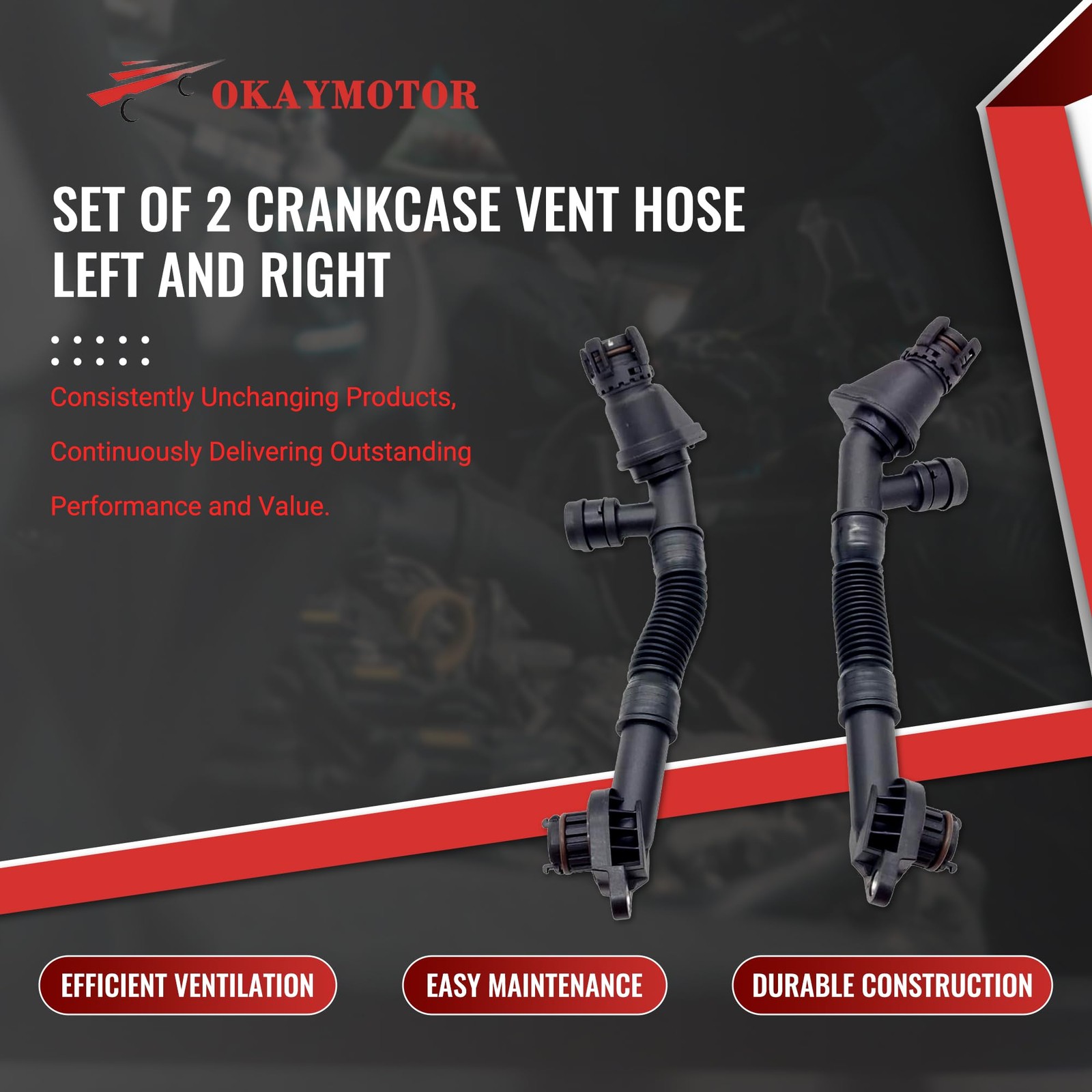 OKAY MOTOR Set of 2 Crankcase Vent Hose Left and Right N63 pcv for BMW 550i 6…