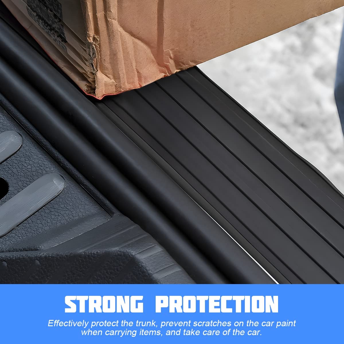 Car Rear Bumper Protector Guard – Anti-Scratch, Non-Slip, 40.9in Black Rubber…