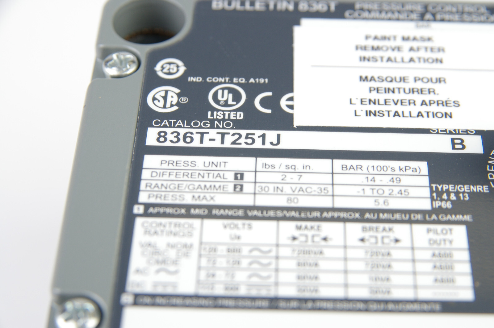 Pressure Control Allen-Bradley 836T-T251J