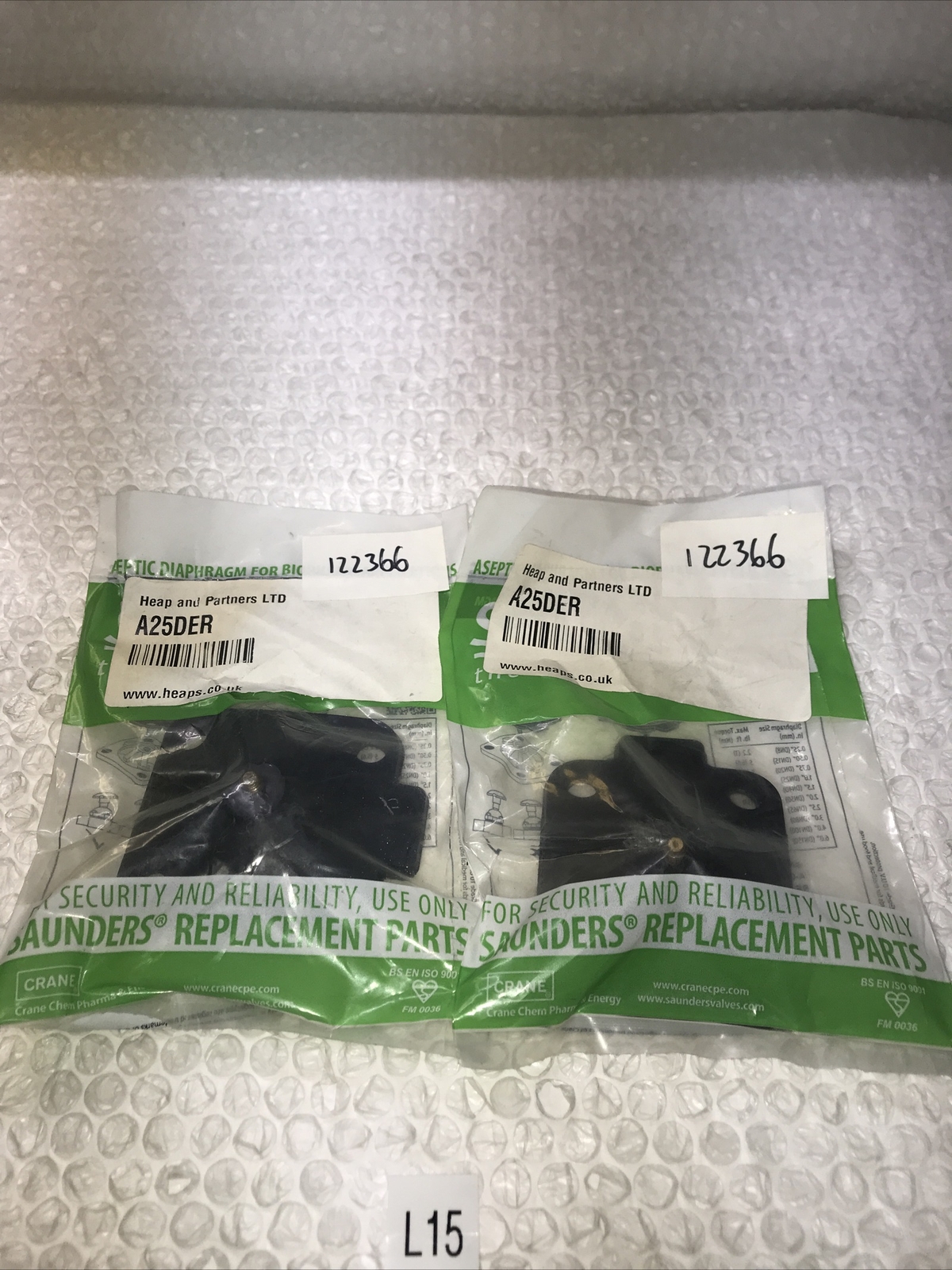 **NEW FACTORY BAG SAUNDERS A25DER (LOT OF 2) DIAPHRAGM REPLACMENT#