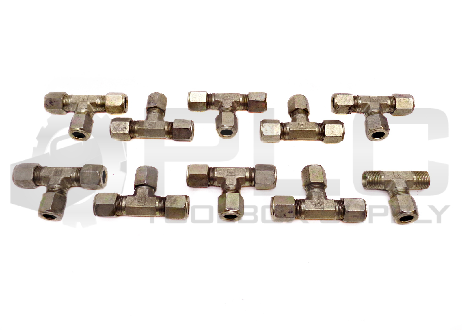 LOT OF 10 NEW PARKER 9/16″ ID 3/4″ OD MALE BRASS HYDRAULIC T-FITTING W/8BU NUT