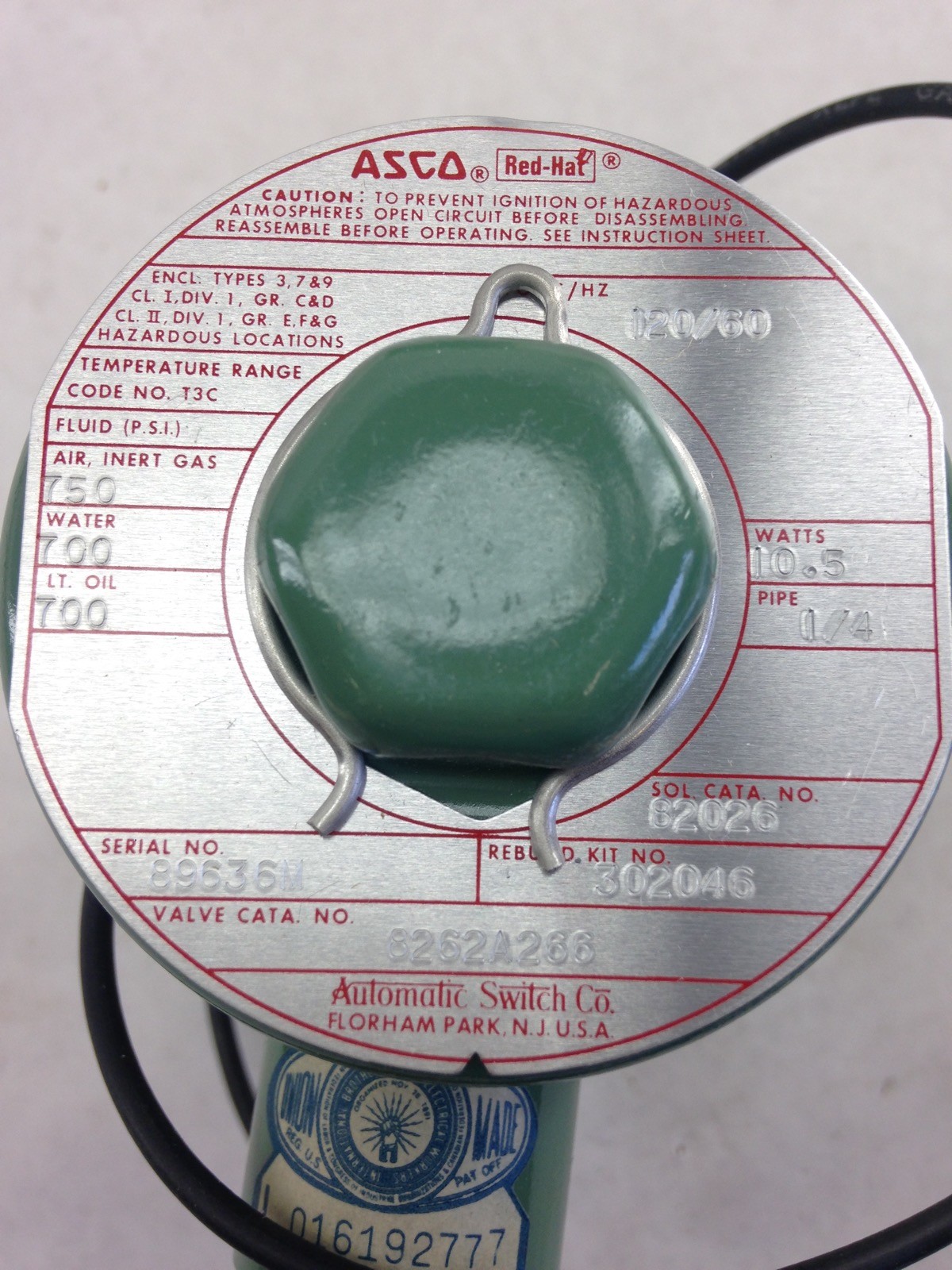 ASCO RED HAT 8262A266 SOLENOID VALVE (B418)