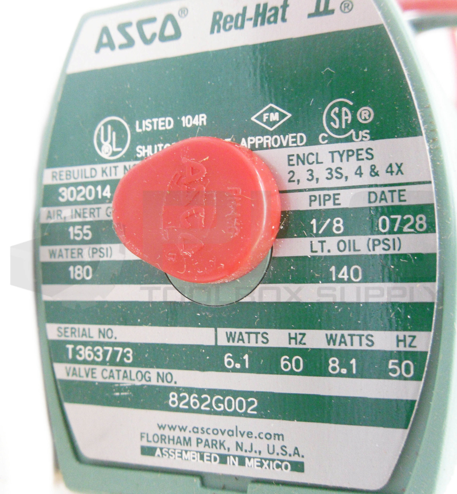 NEW ASCO RED HAT 8262G002 SOLENOID VALVE W/ MP-C-080 COIL 238210-032-D *READ*
