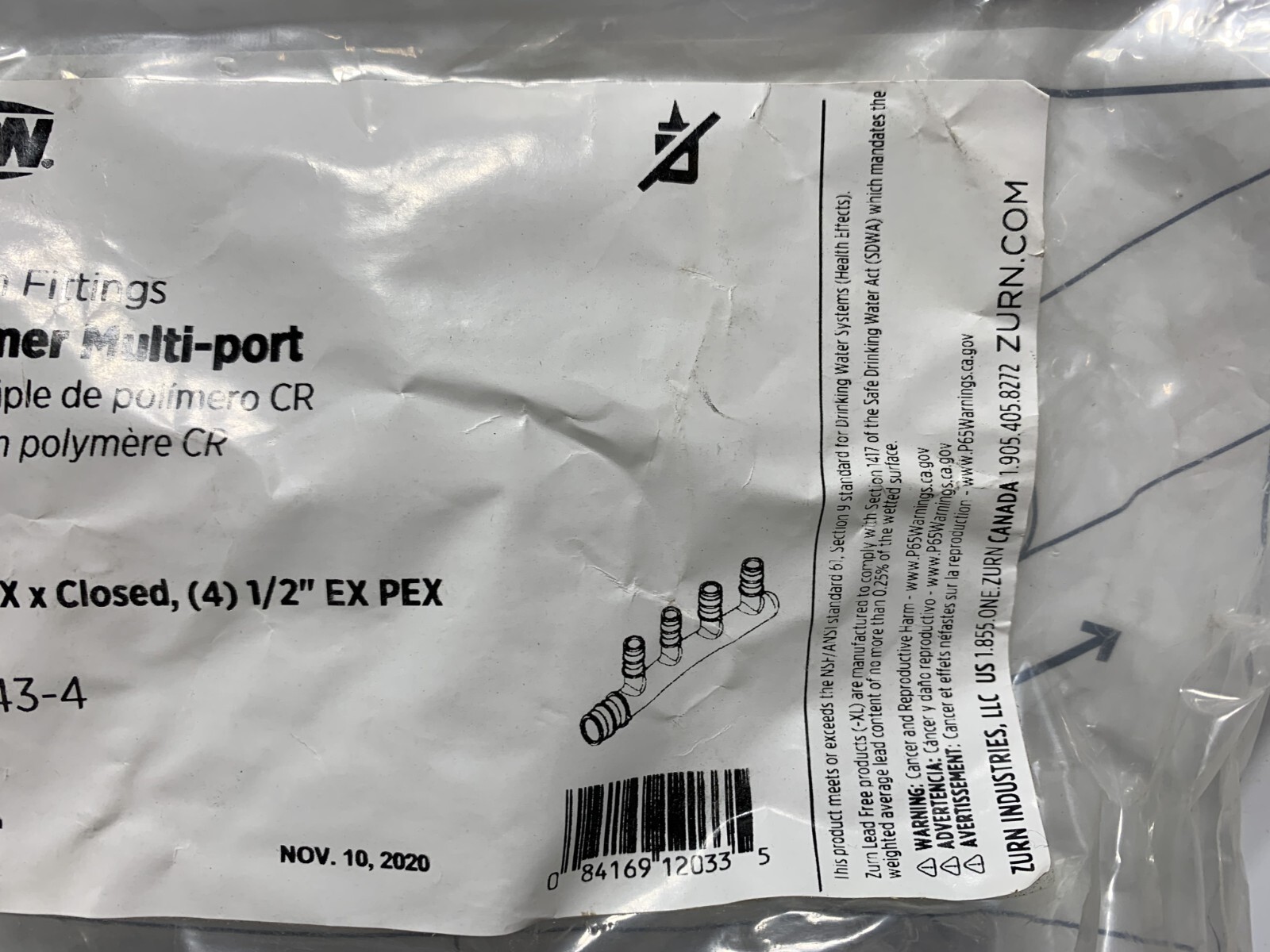 Zurn QEPMC43-4 CR Colymer Multi-Port Expansion FIttings 3/4″ (pk of 10)