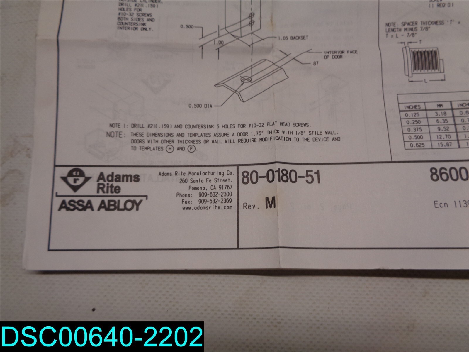 Adams Rite 8800 Series Dark Bronze Narrow Stile Rim Exit Device 36″ 80-0180-51