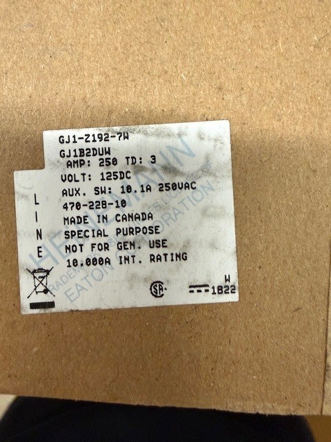 470-228-10 – Airpax 250Amp Breaker 125 VDC