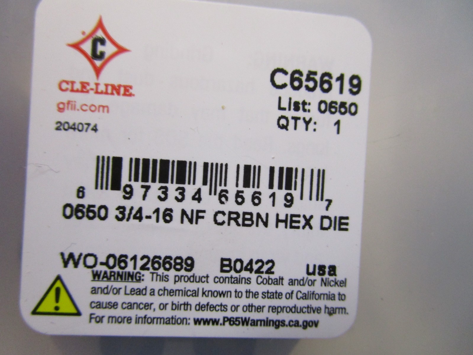 Cleveland Carbon Hexagon Rethreading Die 0650 Cle-Line 3/4-16UNF QTY 2