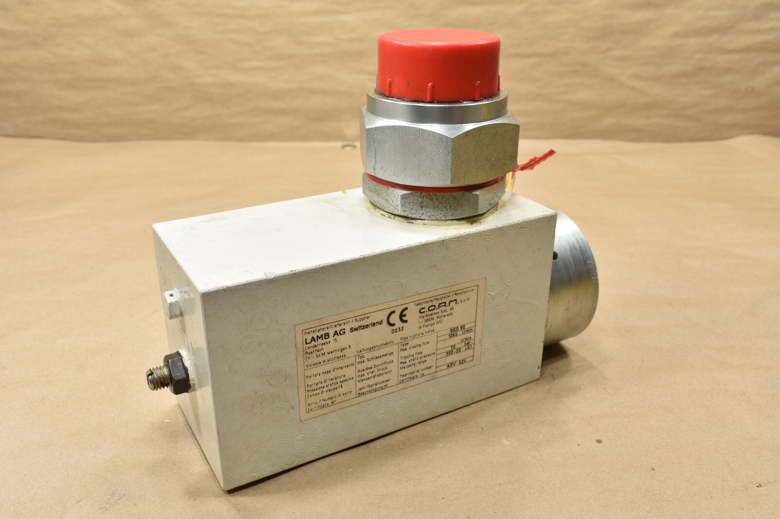 COAM RSG 90 Rupture Valve, 1065 l/min, Viscosity 300-20 Cst
