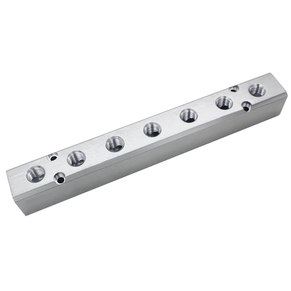 Beduan Aluminum 7 Way 9 Port 1/2″NPT Input 1/4″NPT Output Air Hose Manifold B…