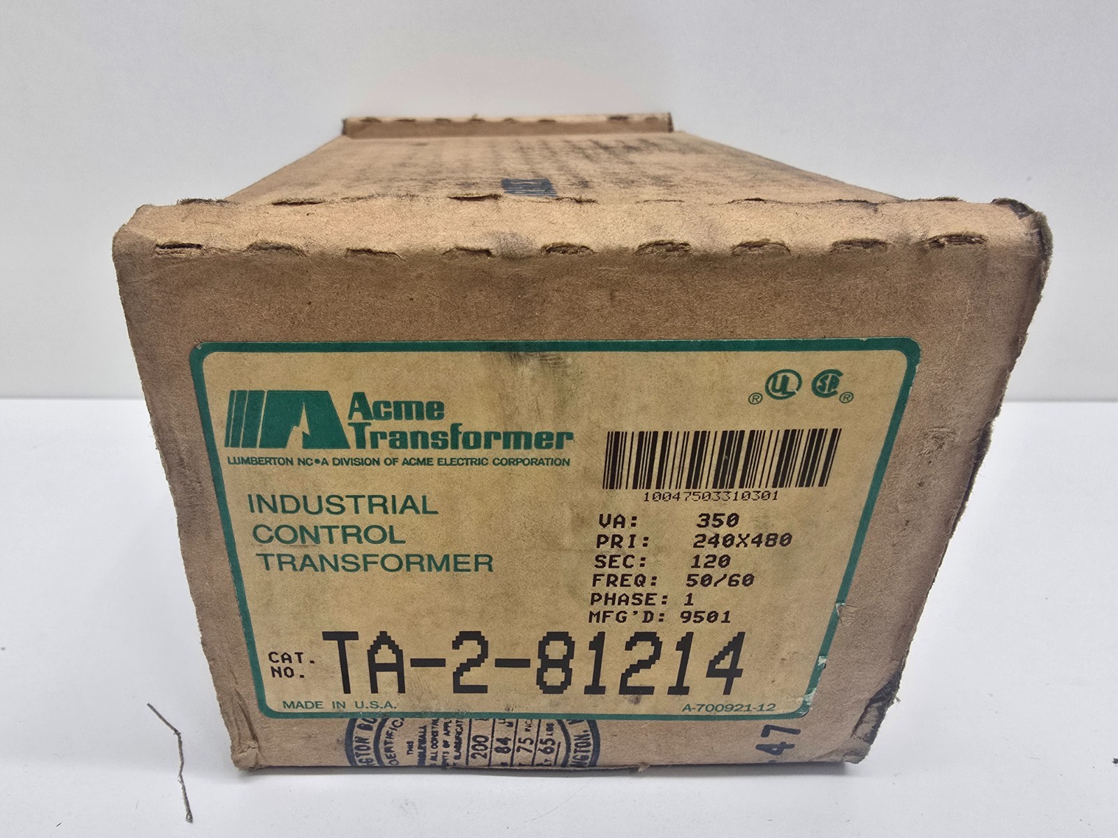 NEW IN BOX! ACME TRANSFORMER INDUSTRIAL CONTROL TRANSFORMER TA-2-81214