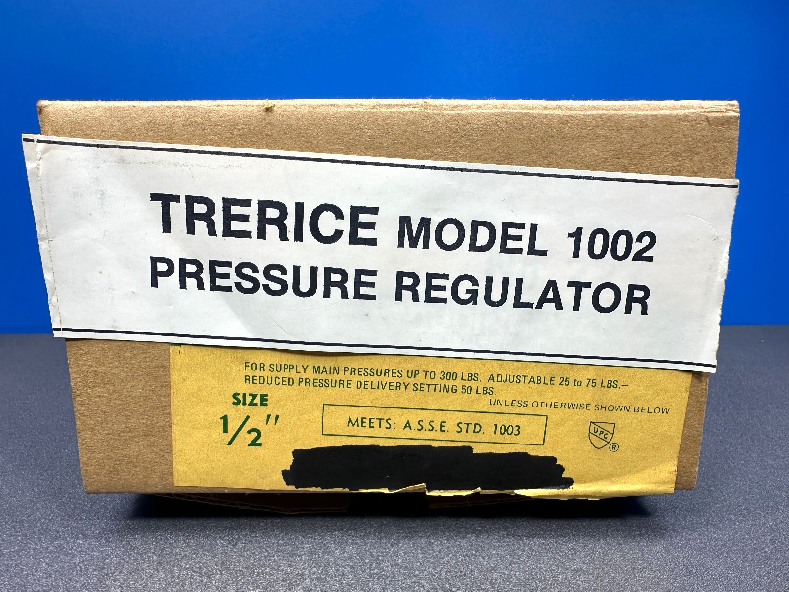 TRERICE 1002 PRESSURE REGULATOR 223 WATTS 1/2″ MODEL M2/M3 RANGE 25/75 WITH BOX