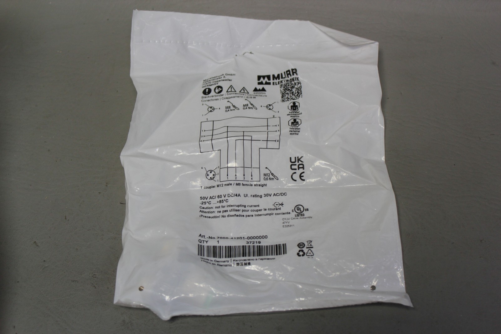 MURR ELEKTRONIK 7000-41201-0000000 T COUPLER M12 MALE / M8 FEMALE STRAIGHT