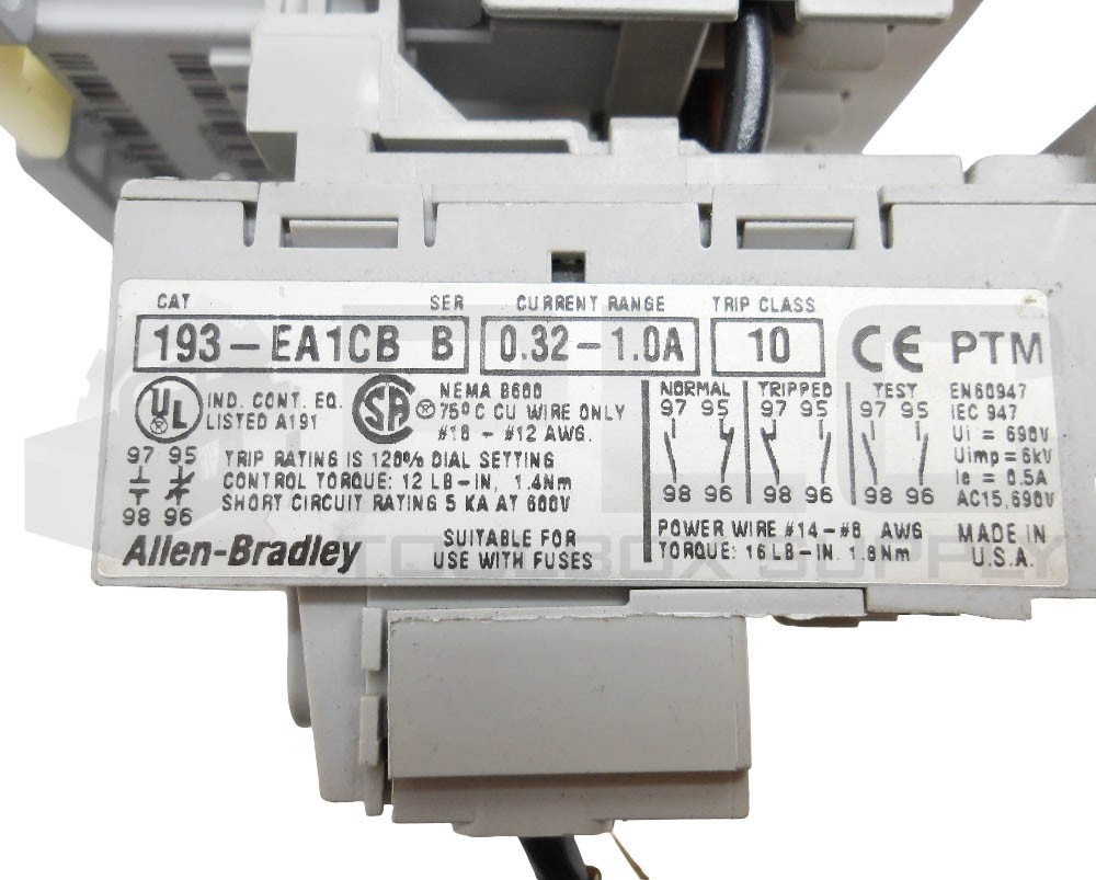 ALLEN BRADLEY 100-C09*10 /A CONTACTOR W/ 193-EA1CB /B OVERLOAD RELAY *READ*