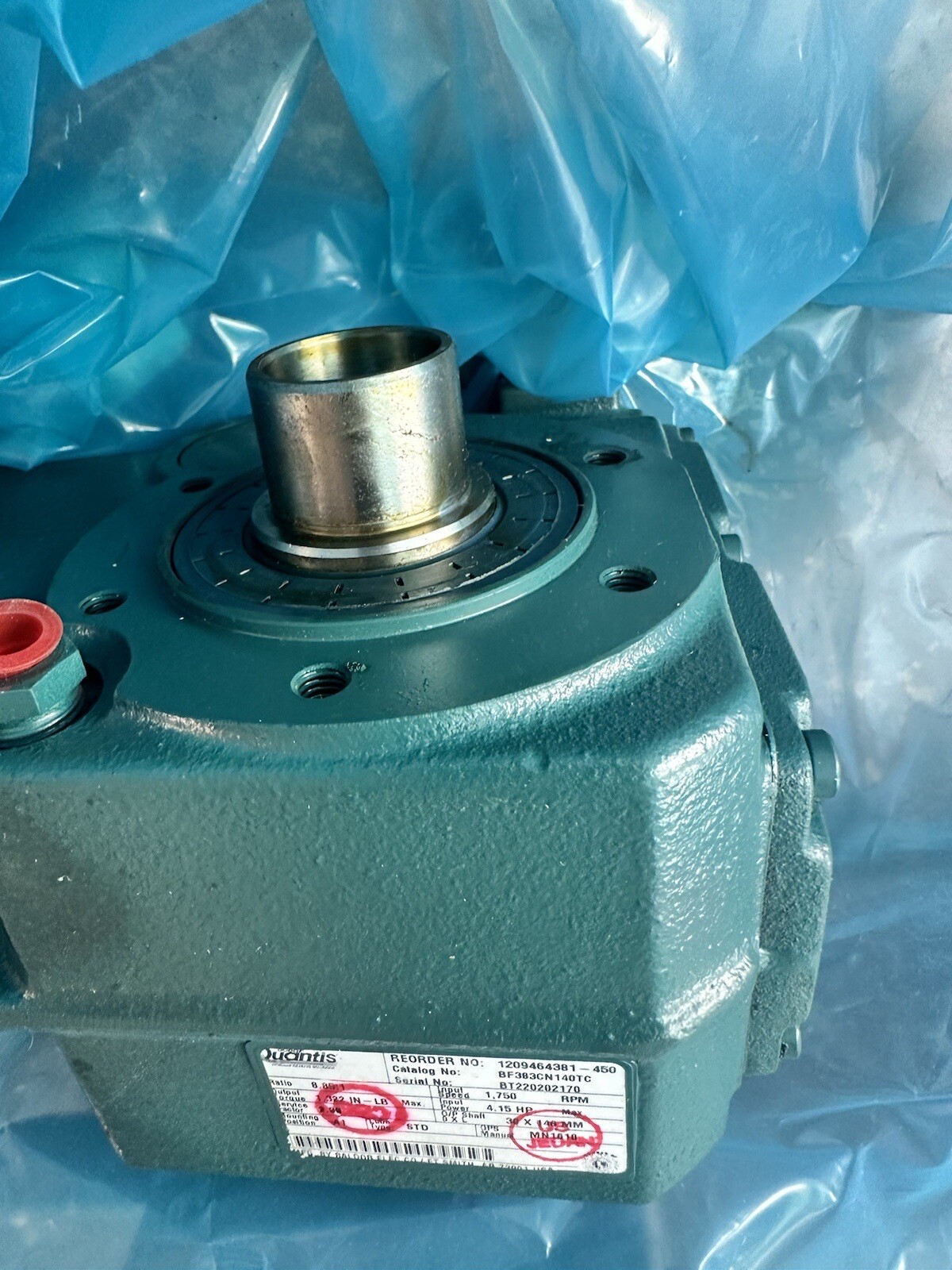 Baldor Reliance Super E Motor VEUH3554T 1.5HP 230V w/ Quantis Reducer BF383CN140
