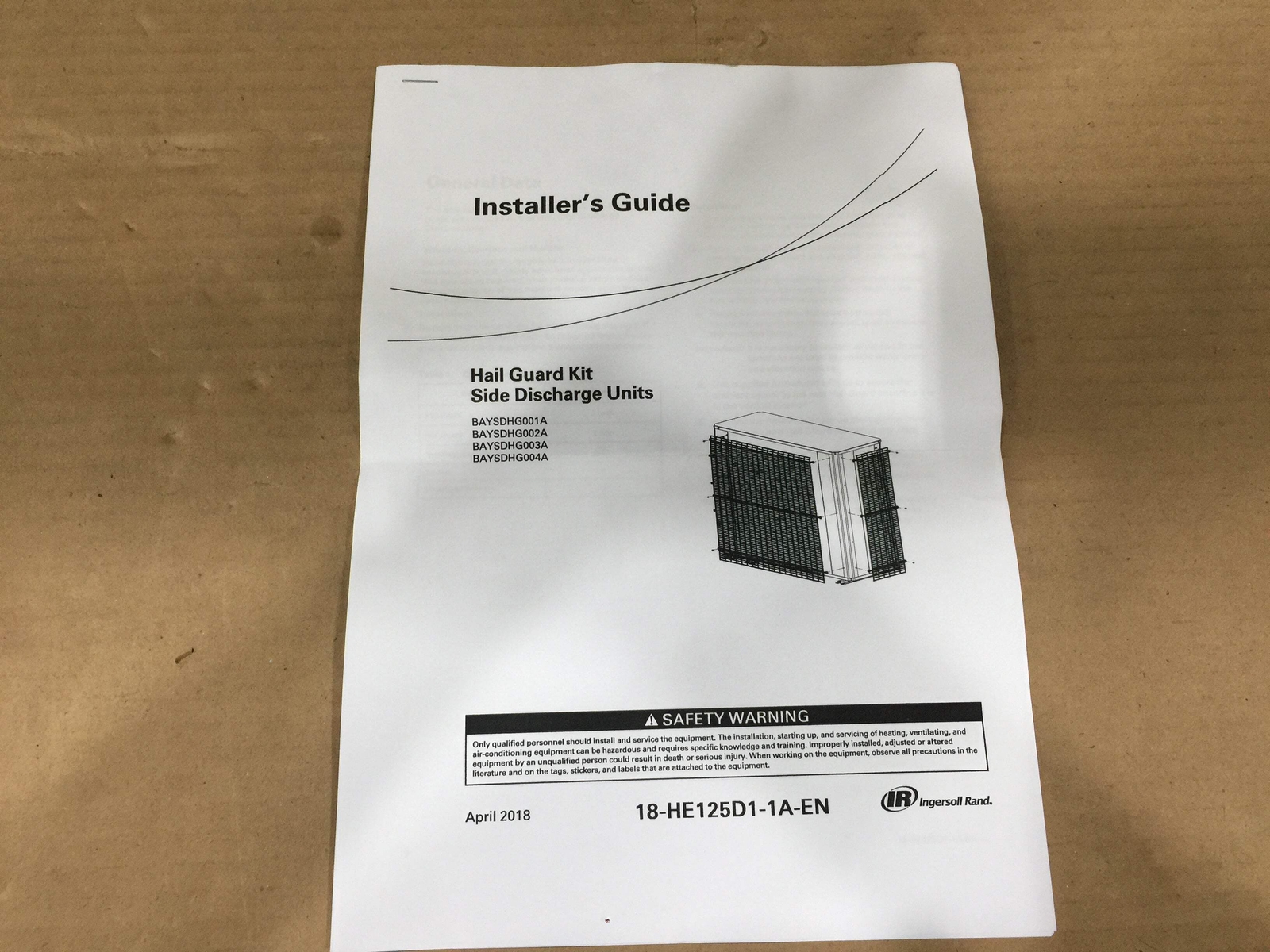 TRANE KIT18580 HAIL GUARD KIT 4.3 FOR AC UNIT 208017