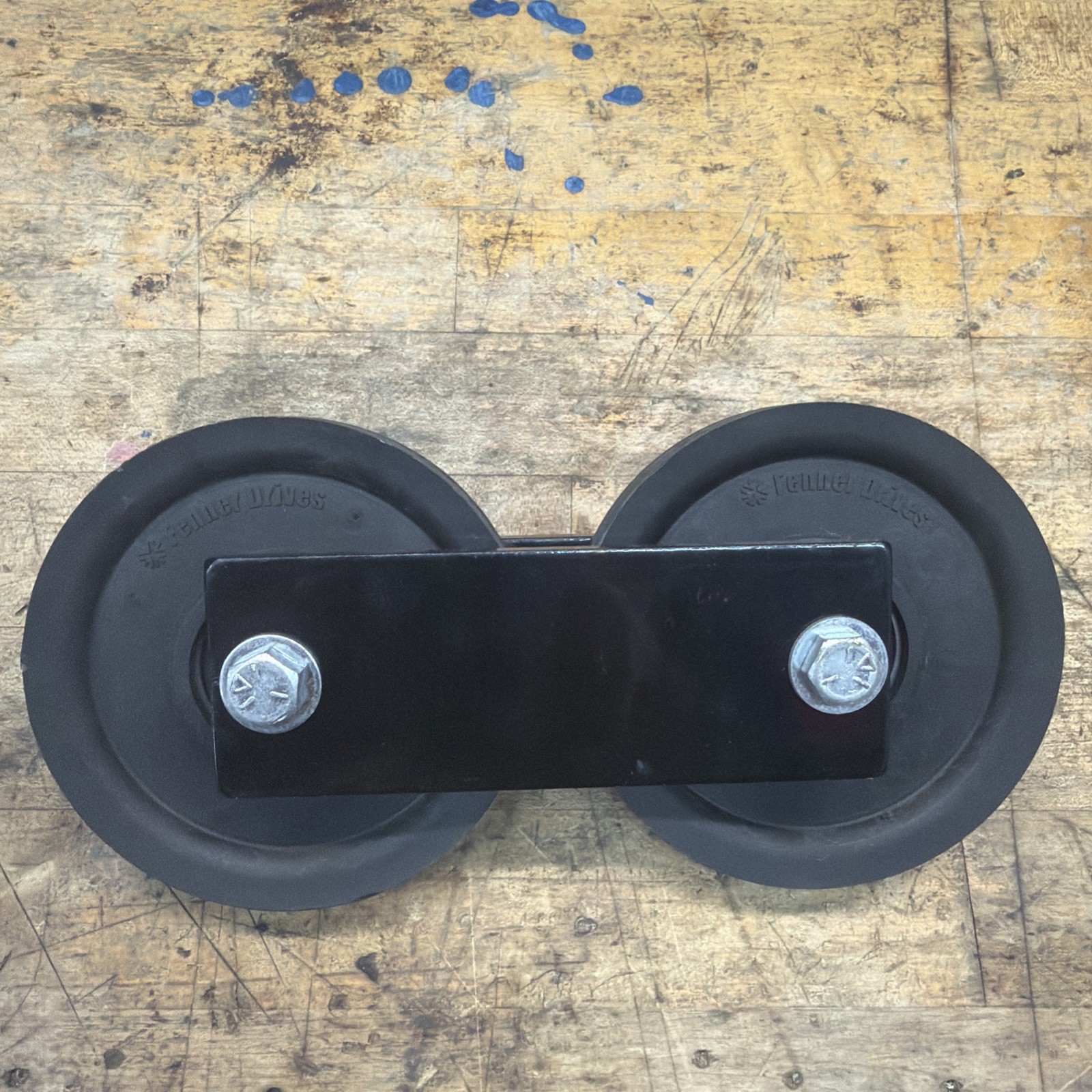 LOT OF 2 FENNER DRIVES ROUND BELT IDLER PULLEY 1/4 CABLE 4.5 With Connection Bar