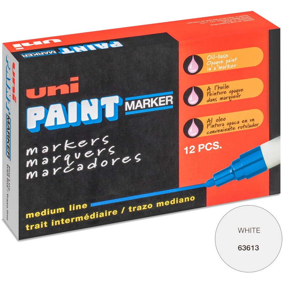 Uni-Paint PX-20 Oil-Based Medium Point Marker, 63613 White 12 pack